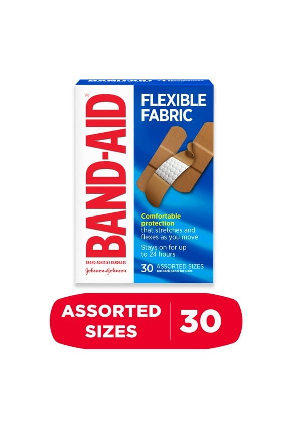 Brand Flexible Fabric Adhesive Bandages, Assorted, 30 Count