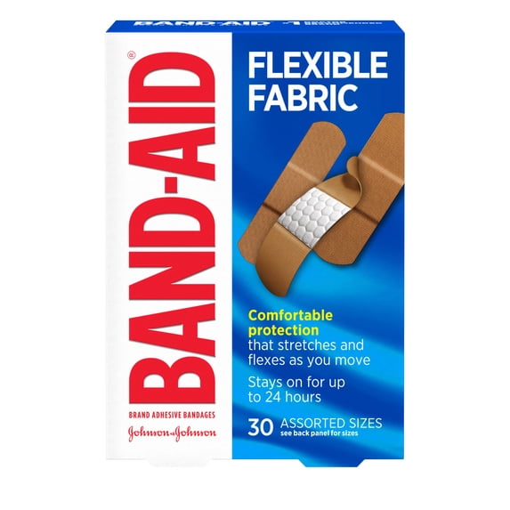 Band-Aid Brand Flexible Fabric Adhesive Bandages, Assorted, 30 Count
