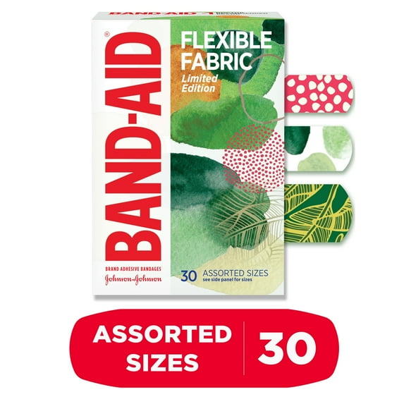 Band-Aid Brand Flexible Fabric Bandages, Forest, Assorted, 30 Count