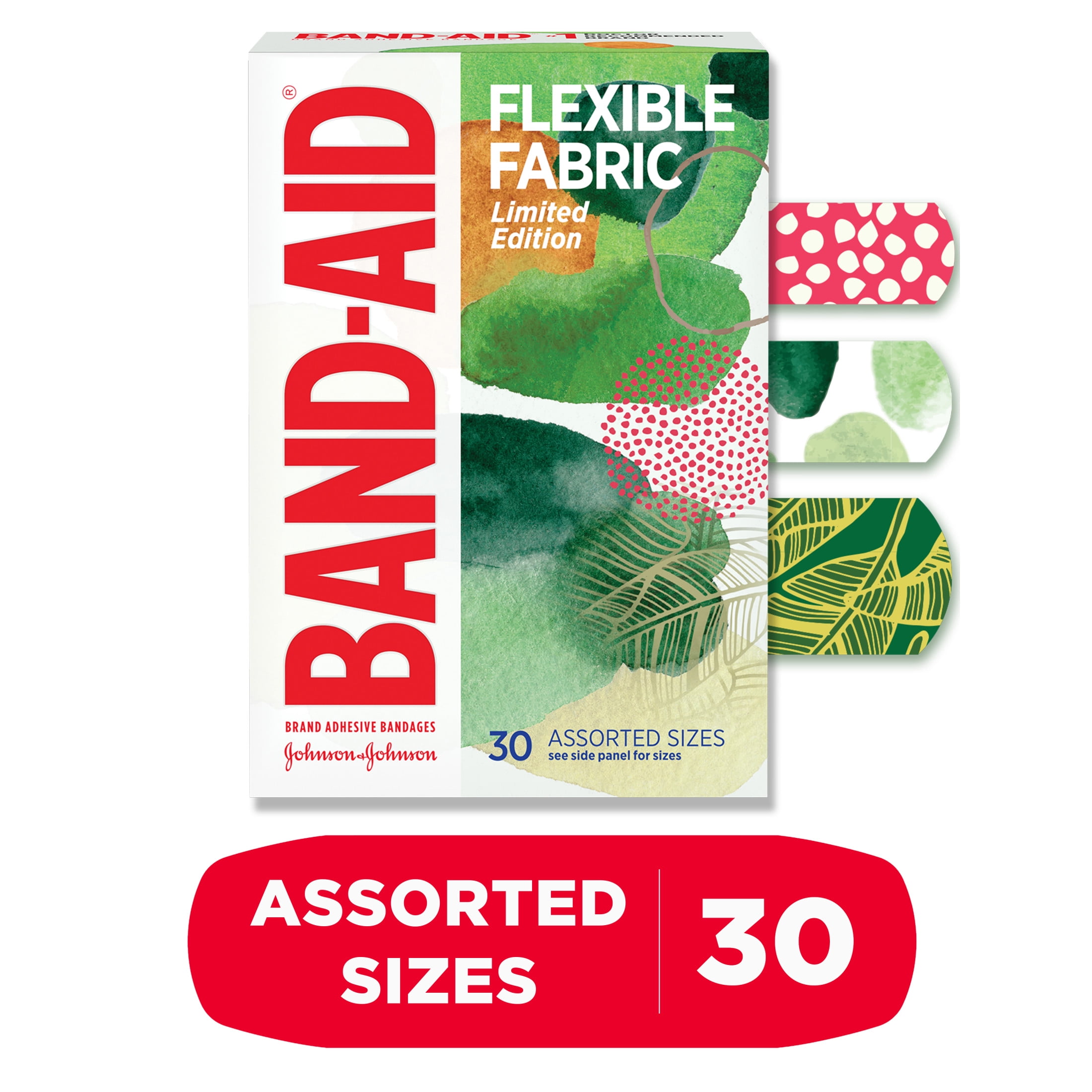 Band-Aid Brand Flexible Fabric Bandages, Forest, Assorted Sizes, 30 Ct