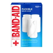 Band Aid Brand Flexible Rolled Medical Gauze, 4 in x 2.1 yd, 5 ct