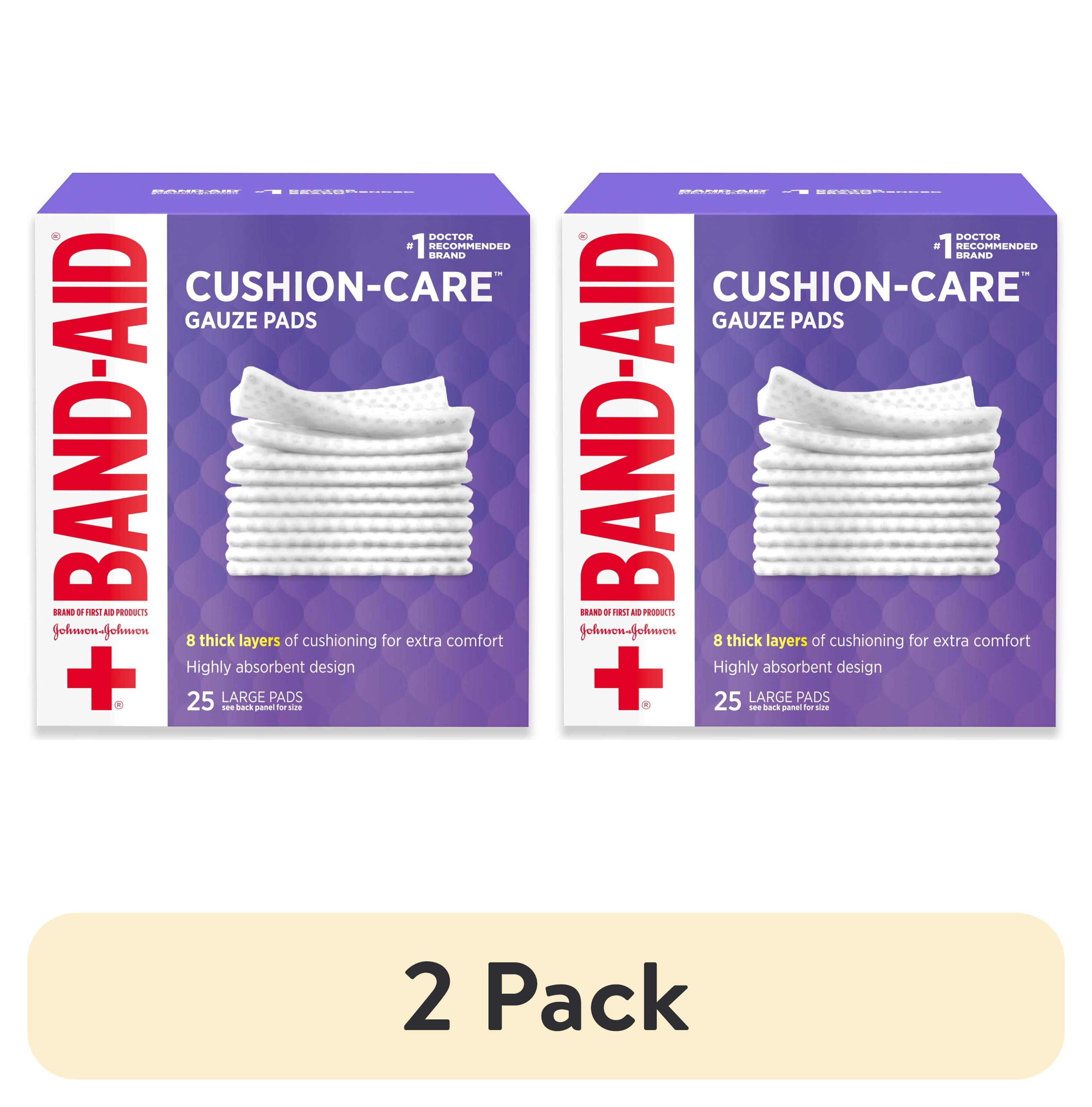 (2 pack) BandAid Brand Large Cushion Care Thick Gauze Pads, 4 in x 4