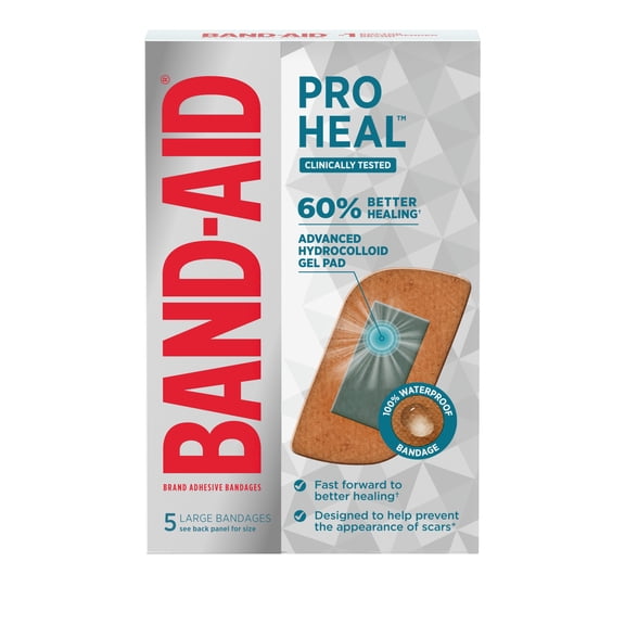 BAND-AID Brand Large Pro Heal Bandages + Hydrocolloid Pads, 5 Count