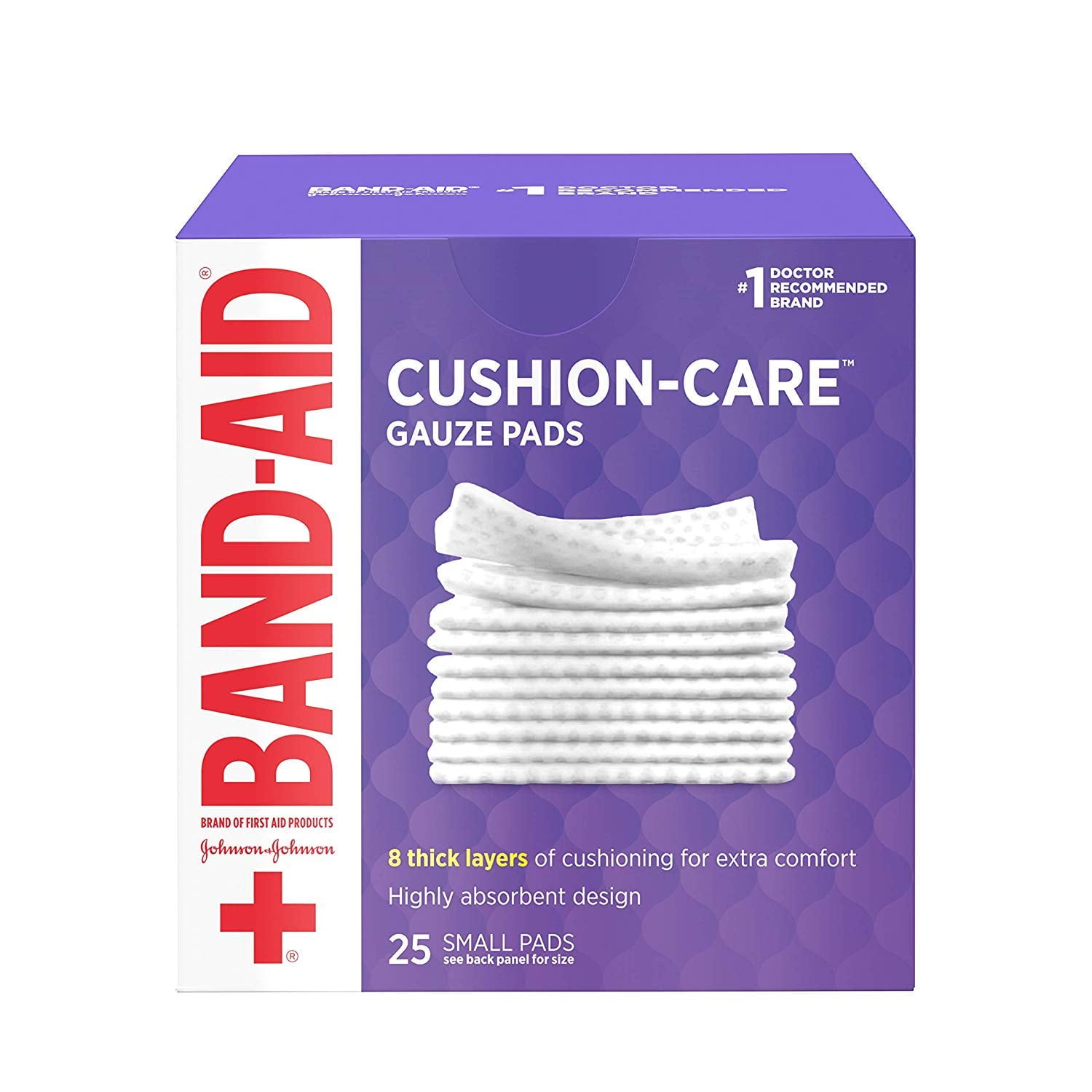 Band-Aid Brand Small Cushion Care Thick Gauze Pads 2 in X 2 in 25 Ct (Pack of 8)