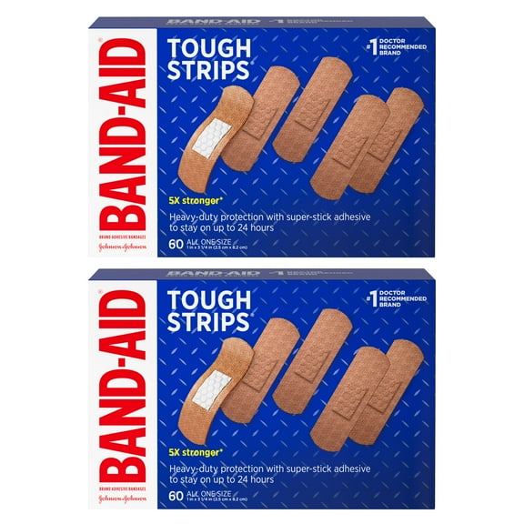 Band-Aid Brand Tough Strips Adhesive Bandage, All One Size, 2 x 60 ct