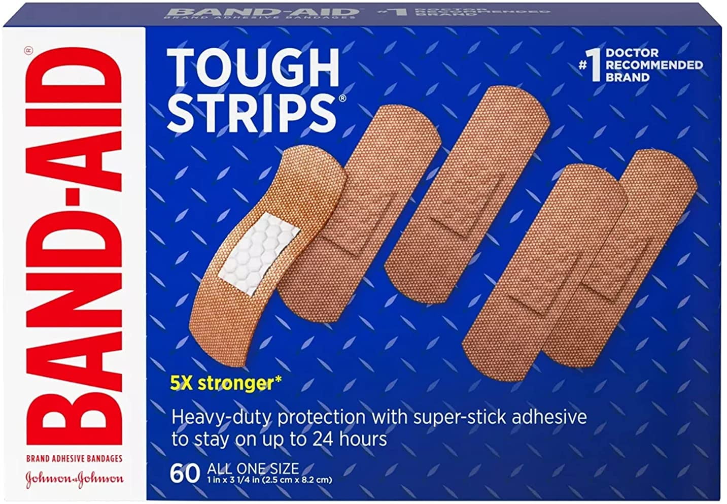 Band-Aid Brand Tough Strips Adhesive Bandage, All One Size, 60 ct (Pack of 2)
