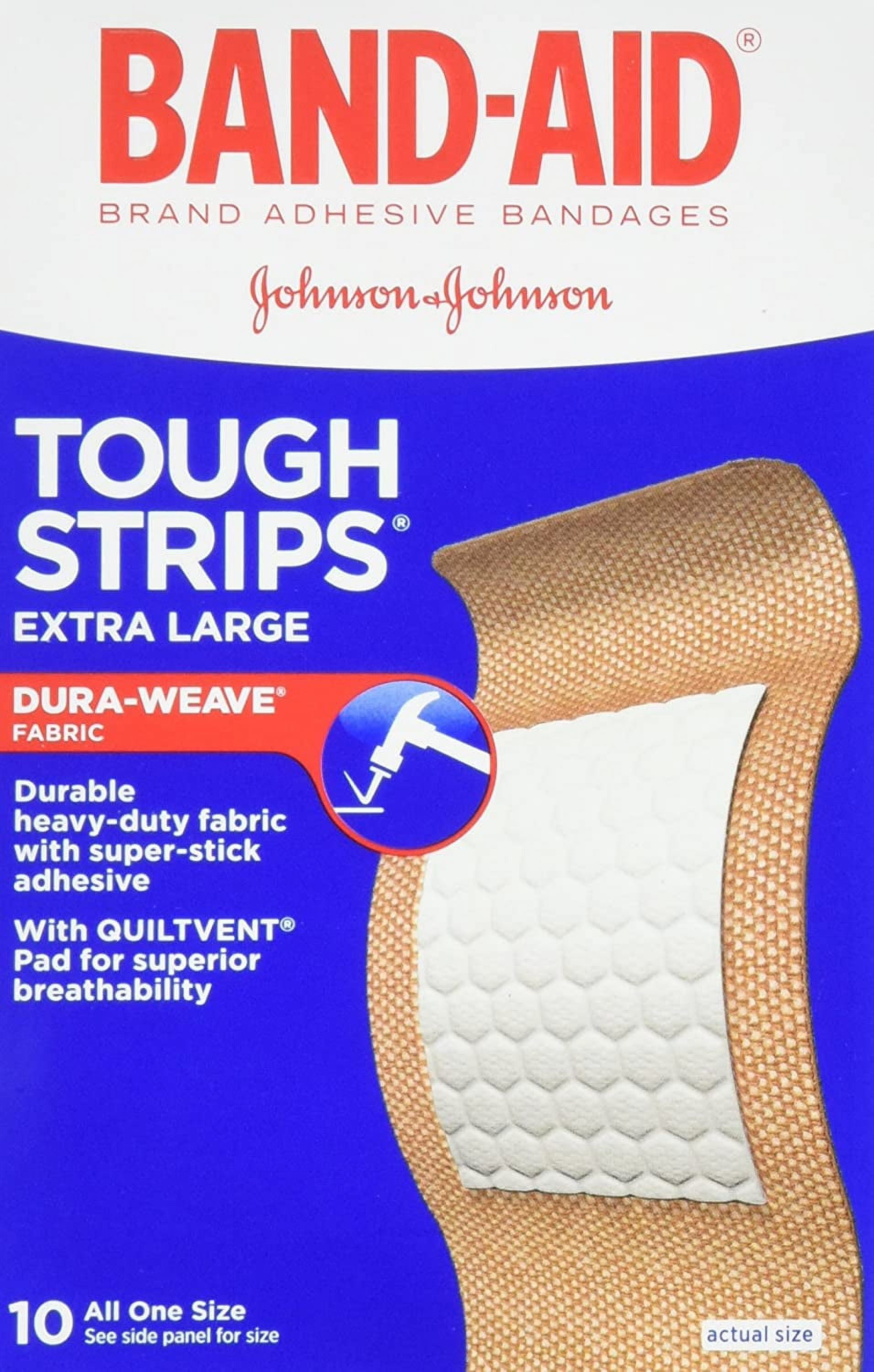 Band-Aid Brand Tough Strips Adhesive Bandage, Extra Large Size, 10 ct (Pack of 6)