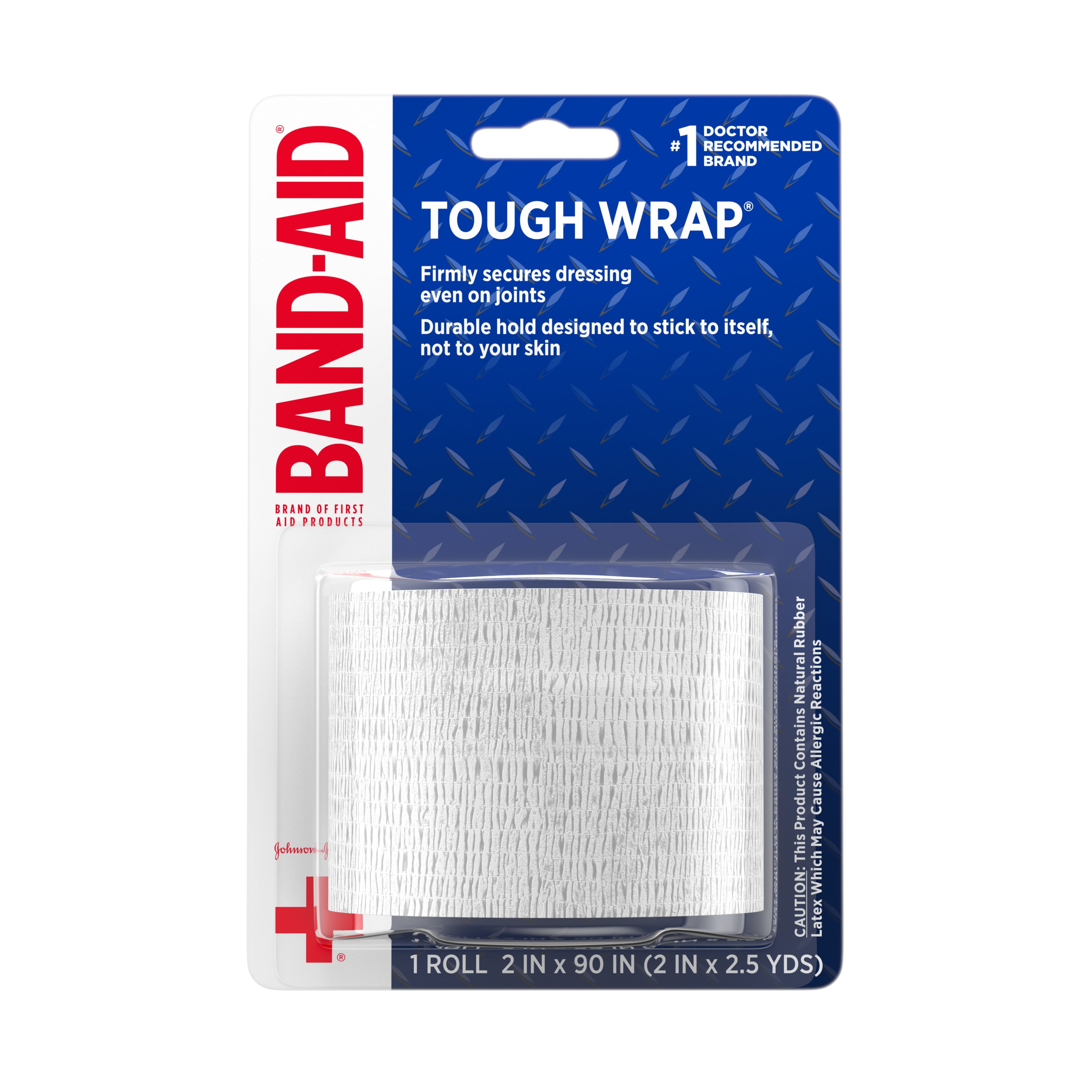 Band-Aid Brand Tough Wrap Self-Adhering Wound Wrap, 2 in by 2.5 yd (Pack of 6)
