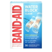 Band-Aid Brand Water Block Clear Waterproof Adhesive Bandages, 30 Ct