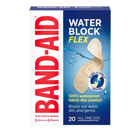 BAND-AID Brand Water Block Flex Adhesive Bandages, All One Size, 20 Count