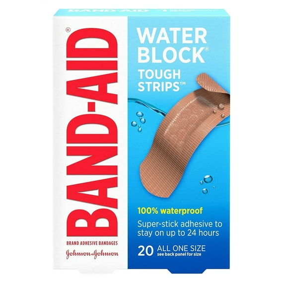Band-Aid Brand Water Block Tough Strips Bandages, All One Size, 20 ct (Pack of 2)