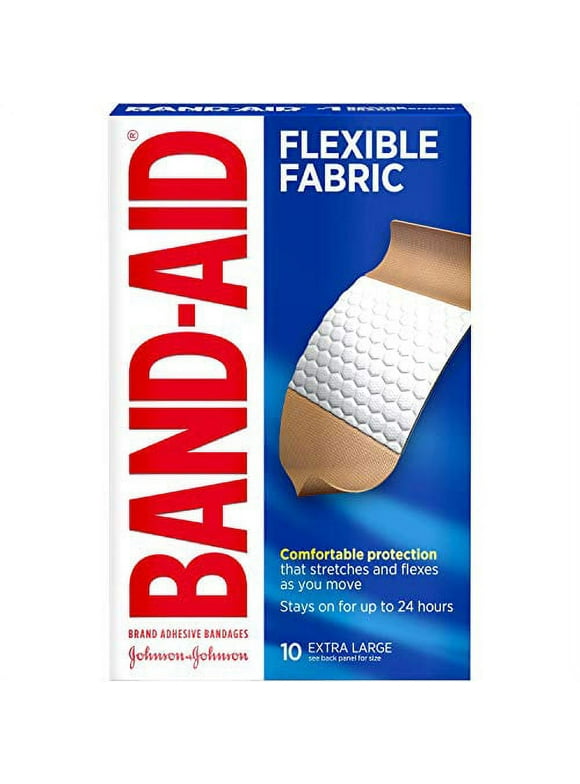 Band-Aid Brand flexible Fabric Adhesive Bandages for Wound Care & First Aid, Extra Large Size, 10 ct