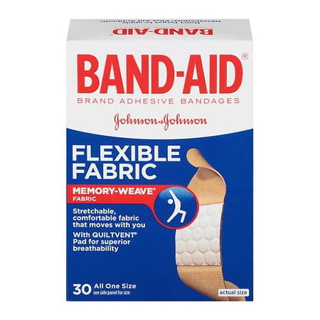 Band-Aid Flexible Fabric Adhesive Bandages, 3/4 Inches In Wide 30 Ea, 3 Pack