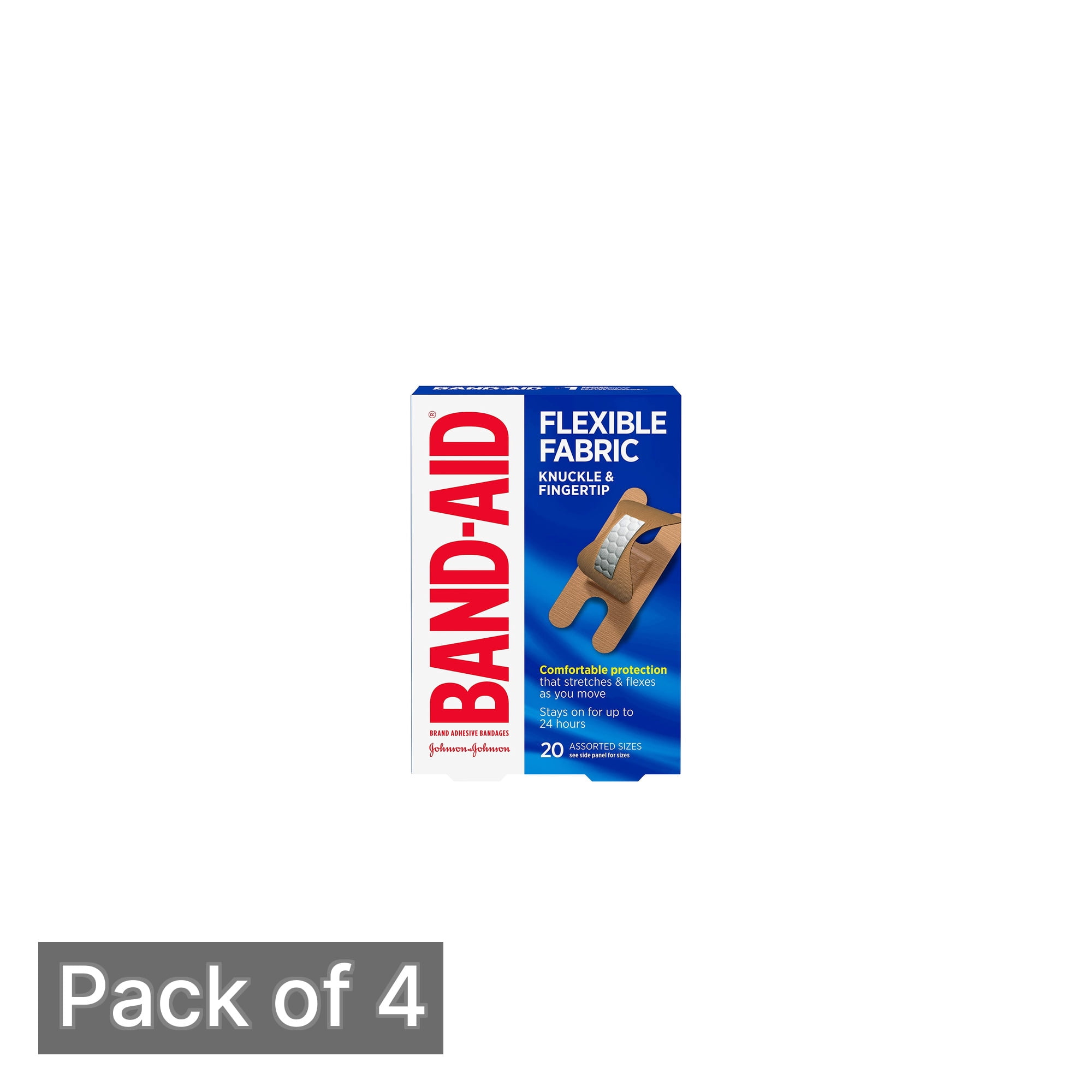 Band-Aid Flexible Fabric Adhesive Bandages Finger & Knuckle (Pack of 4)