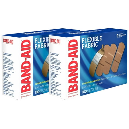 Band-Aid Flexible Fabric Bandages, 1 Inch, 100 Ea, 2 Pack
