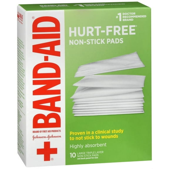 Band-Aid Hurt-Free Non-Stick Pads 3 X 4 Large 10 Count Pack of 3