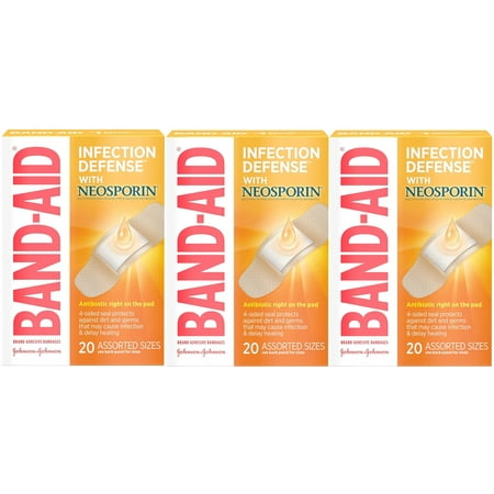 Band-Aid Neosporin Adhesive Bandages, One-Step Infection Protection, 20 ct
