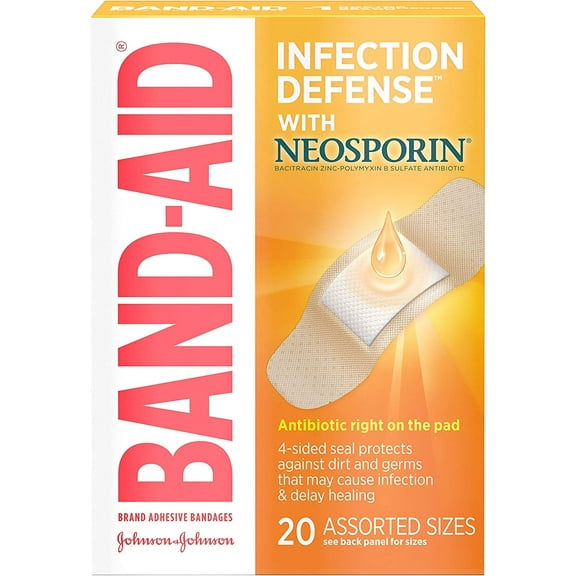 Band-Aid Plus Antibiotic Adhesive Bandages, Assorted Sizes - 20 Each, 2 Pack