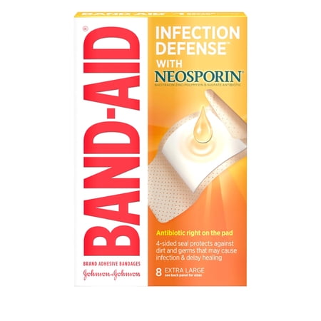 Band-Aid Plus Antibiotic Adhesive Bandages, Extra Large - 8 Each, 6 Pack