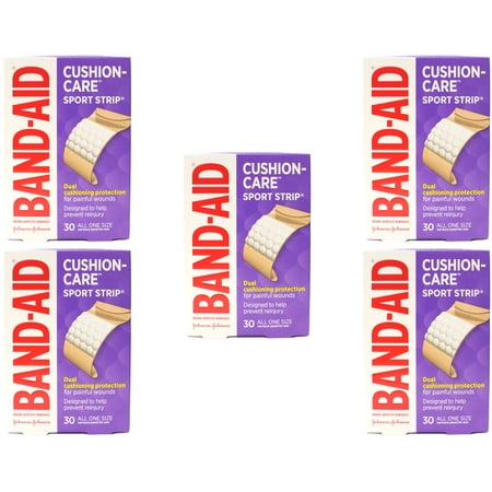 Band-Aid Sport Strip Extra Wide Adhesive Bandage All One Size, 30ct, 5-Pack