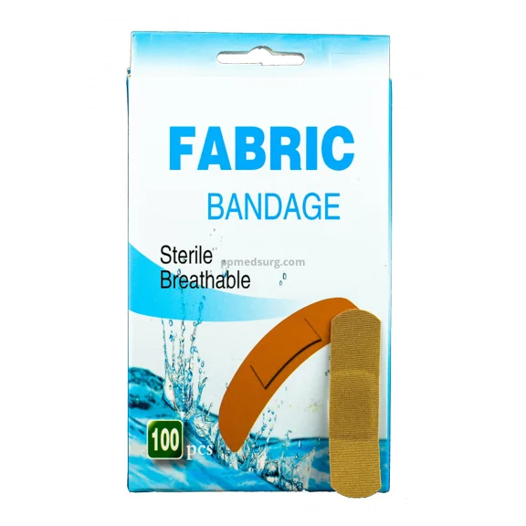 Band Aid Sterile 3/4" x 3" Flexible Fabric Self Adhesive Bandages with Non-Stick Pad for Wound Care and First Aid Skin Color Box of 100