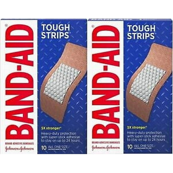 Band-Aid TOUGH STRIPS Bandages XL (1 3/4 x 4in) 10ct ( 2 boxes ) Dark Blue