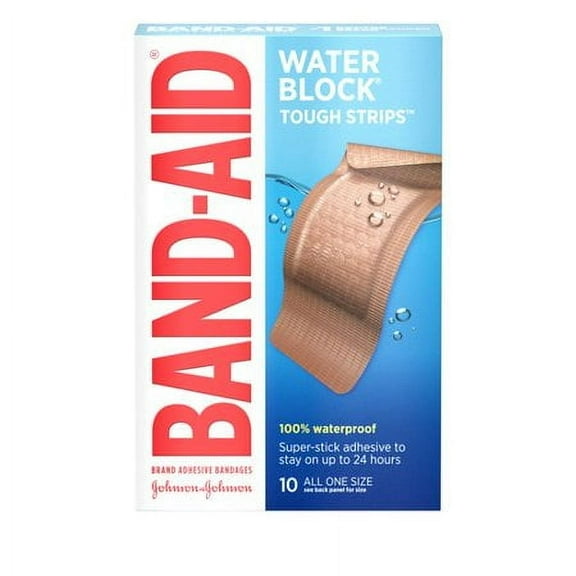 Band-Aid Tough-Strips 100% Waterproof (Pack of 10)
