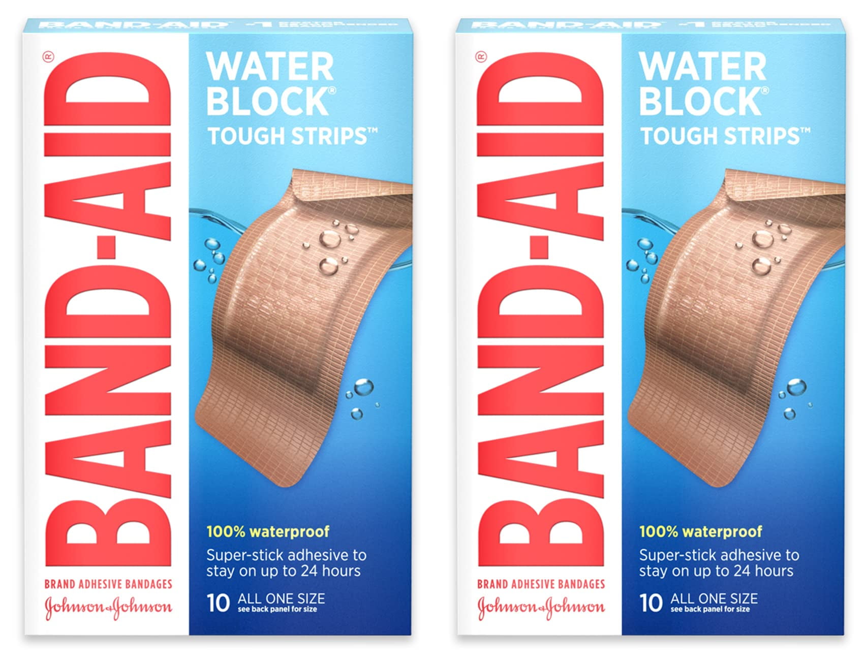 Band-Aid Tough-Strips 100% Waterproof (Pack of 12)