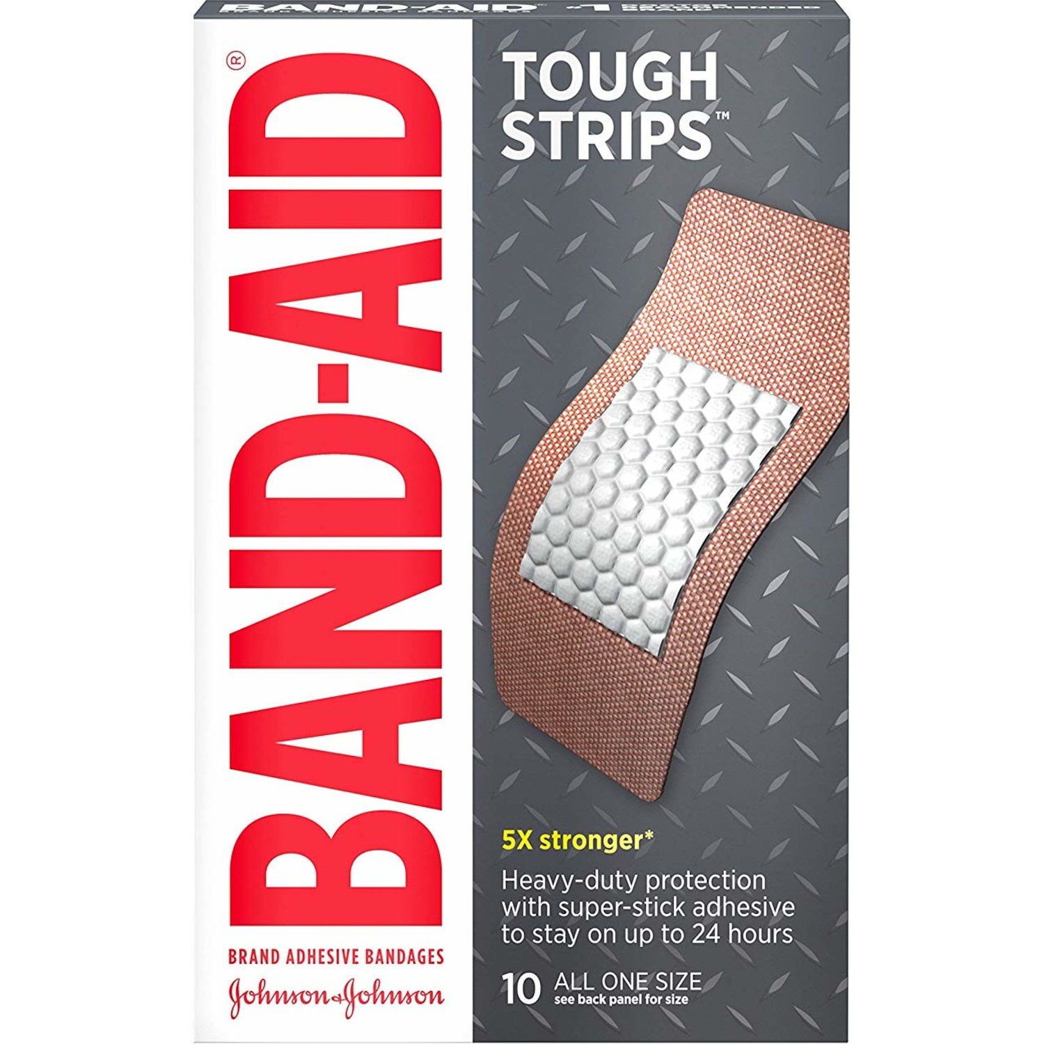 Band-Aid Tough Strips Waterproof Adhesive Bandages, Extra Large, 10 Ct, 6-Pack