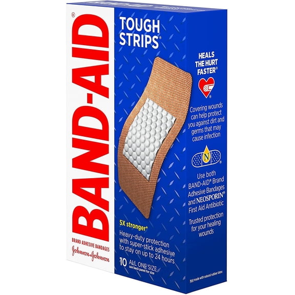 Band-Aid Water Block Tough-Strips, Waterproof Elastic Bandages XL, 10 ct