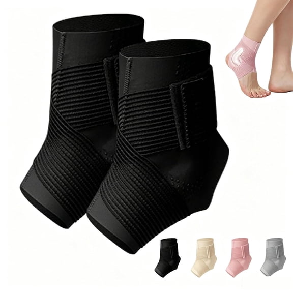 Band Ankle Support,Adjustable Compression Ankle Brace with Silicone Pads, Breathable Thin Ankle Support for Sports Daily Wear (Black2,XL)
