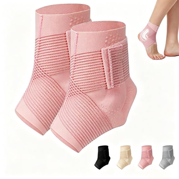 Band Ankle Support,Adjustable Compression Ankle Brace with Silicone Pads, Breathable Thin Ankle Support for Sports Daily Wear (Pink2,XXL)