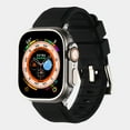 thumbnail image 1 of Band for Apple Watch 42(Series 1/2/3)/44/45/46/49mm, Soft Silicone Strap with Metal Buckle & Dual Loops, Adjustable Breathable Anti-Scratch Wristband for iWatch Series 1–10/Ultra/SE, Black, 1 of 6