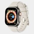 thumbnail image 1 of Band for Apple Watch 42(Series 1/2/3)/44/45/46/49mm, Soft Silicone Strap with Metal Buckle & Dual Loops, Adjustable Breathable Anti-Scratch Wristband for iWatch Series 1–10/Ultra/SE, Starlight, 1 of 6