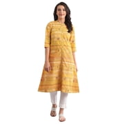 Band Collar Reversible Kurta - LEmon Curry-Large