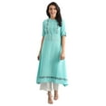 thumbnail image 1 of Band Collar Solid Kurta - Atlantis-Medium, 1 of 5