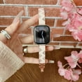 thumbnail image 1 of Band Compatible with Apple Watch 42(Series 1/2/3)/44/45/46/49mm, Women Thin Metal Strap Dressy Jewelry Bracelet with Bling Diamond Leaves for iWatch Series 10 9 8 7 6 5 4 3 2 1 SE Ultra, Rosegold, 1 of 9