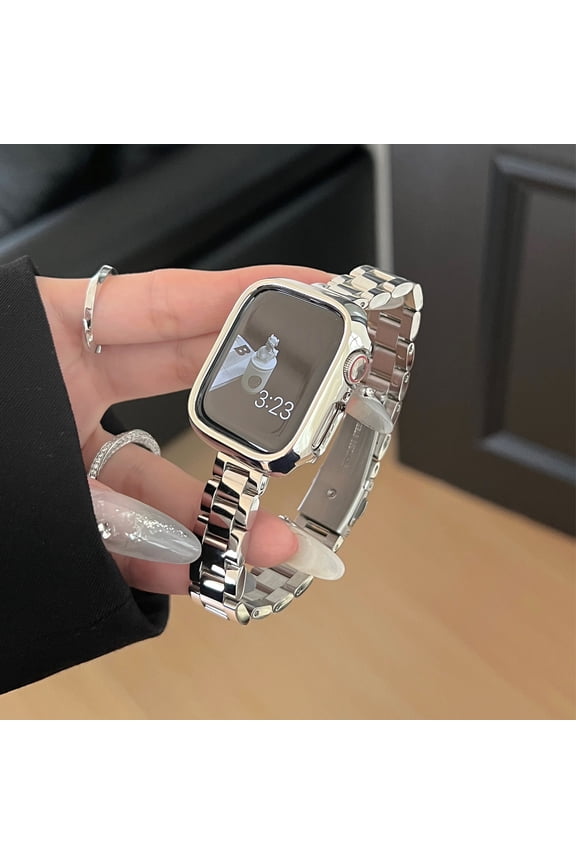 Band Compatible with Apple Watch 42mm 44mm 45mm 49mm, Premium Stainless Steel Metal Replacement Wristband Strap for iWatch Series 9 8 7 6 5 4 3 2 1 SE Ultra 2 1 with Link Removal Tool, Silver