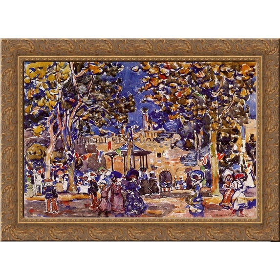 Band Concert 24x20 Gold Ornate Wood Framed Canvas Art by Prendergast, Maurice