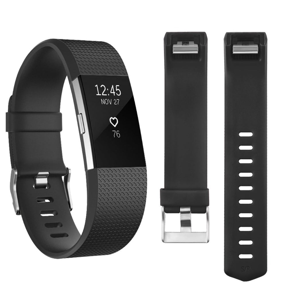 Fitbit Charge 2 Bands Replacement Sport Strap Accessories with Fasteners and Metal Clasps for Fitbit Charge 2 Wristband Large Black Walmart