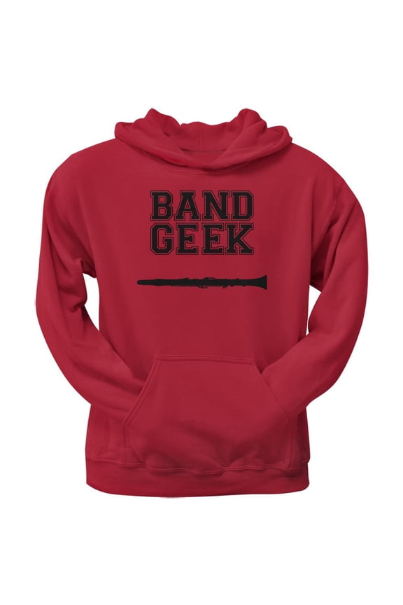 Band Geek Clarinet Red Adult Hoodie - Small