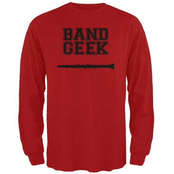 Band Geek Clarinet Red Adult Long Sleeve T-Shirt - Medium