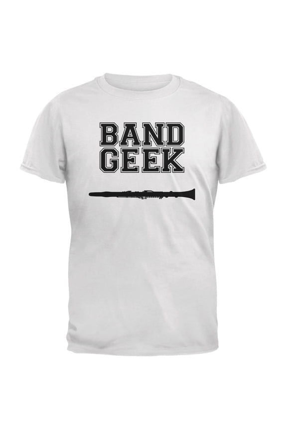 Band Geek Clarinet White Adult T-Shirt - Large