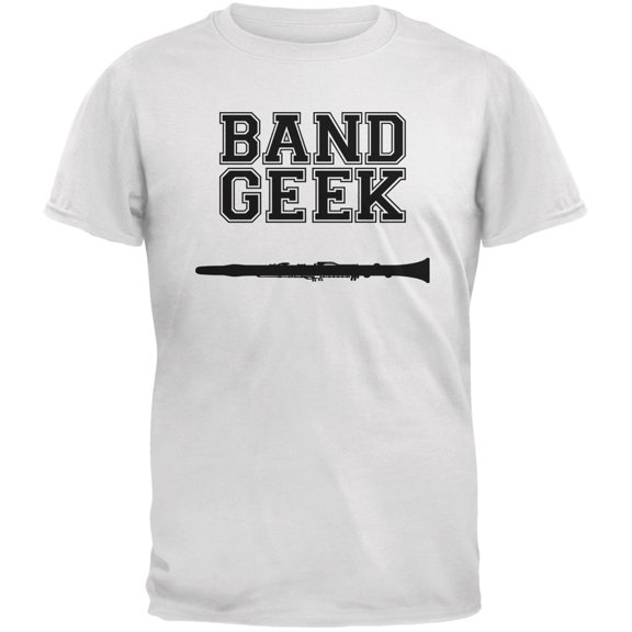 Band Geek Clarinet White Adult T-Shirt - Medium