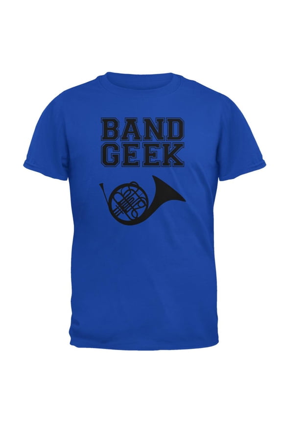Band Geek French Horn Mens Soft T Shirt Royal MD