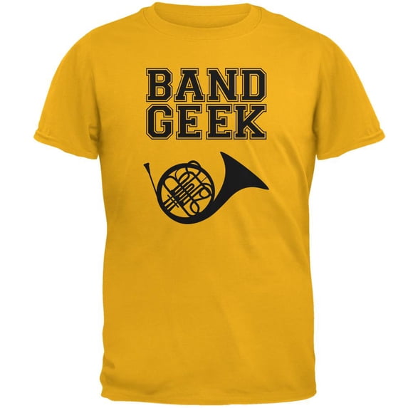 Band Geek French Horn Mens T Shirt Gold 3X-LG