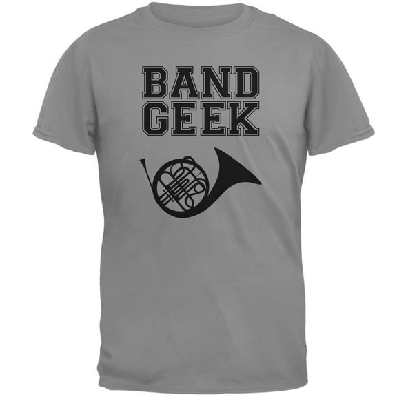 Band Geek French Horn Mens T Shirt Gravel SM