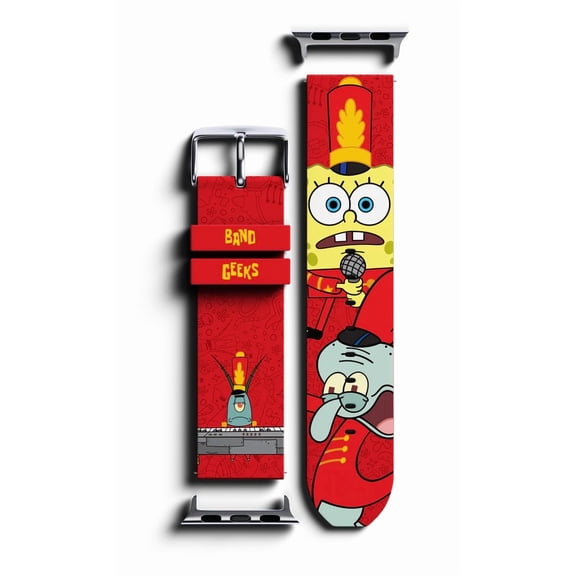 SpongeBob SquarePants Band Geeks Apple Watch Band Official Licensed Nickelodeon Silicone Band Compatible with All Apple Watch Models & 22mm Watches