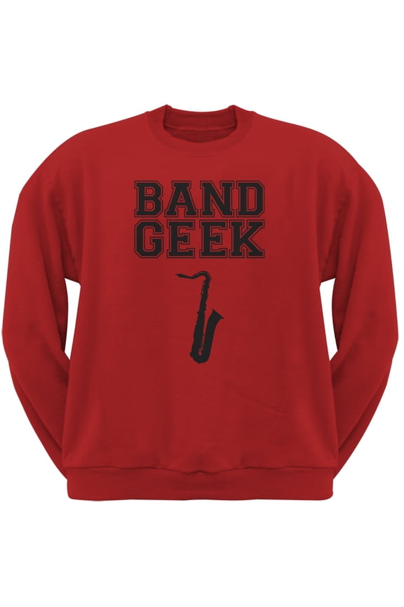 Band Geek Sax Red Adult Sweatshirt - Large