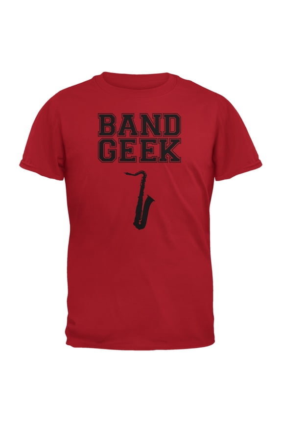 Band Geek Sax Red Adult T-Shirt - Small